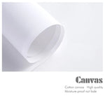 Cette image présente un gros plan sur un panneau de toile de coton de haute qualité, avec un texte indiquant ses caractéristiques : toile de coton, résistante à l'humidité et sans décoloration.
