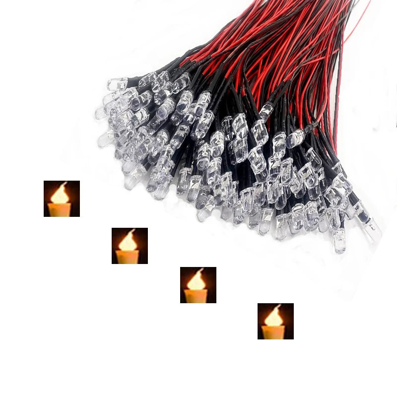 ampoules led pré câblées scintillantes 3mm 5mm noir rouge transparents