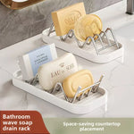 porte savon blanc moderne plat lisse egouttoir rangement eponge cuisine durable nettoyable organiser