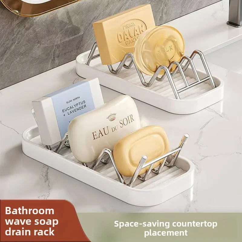porte savon blanc moderne plat lisse egouttoir rangement eponge cuisine durable nettoyable organiser