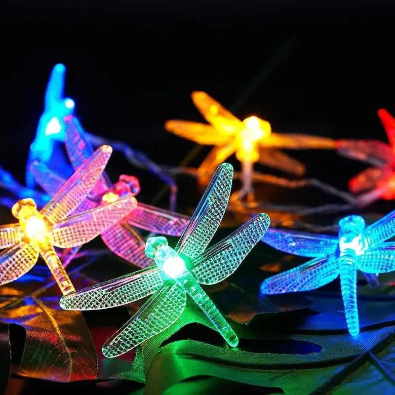 guirlande lumineuse libellules transparentes 10 led batterie maison jardin fêtes anniversaires décoration vacances