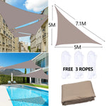 voile d'ombrage triangulaire beige oxford moderne anti uv 3x4x5m 5x5x7.1m anneaux inoxydables instructions