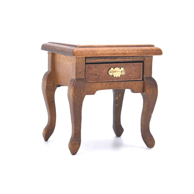 meuble miniature armoire verre transparent classique porte tiroir pieds sculptés blanc marron clair finition