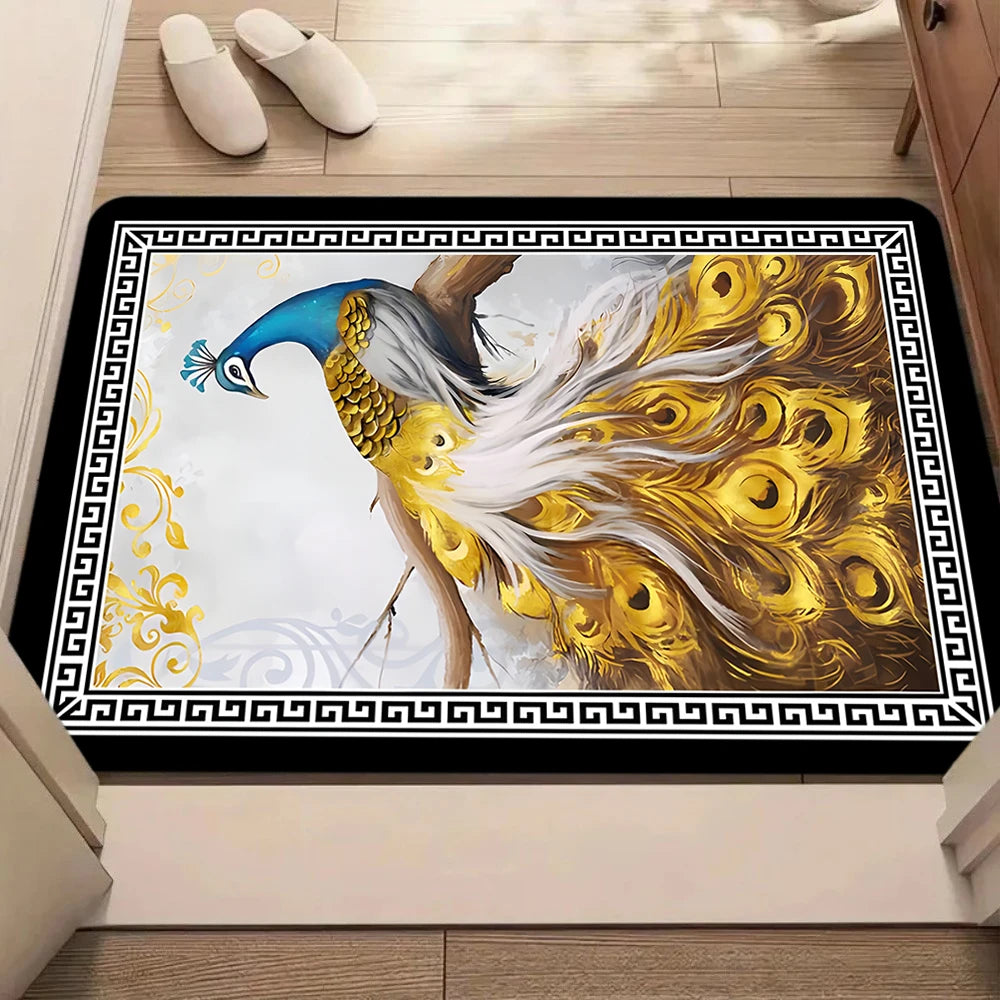 tapis d'entrée moderne oiseaux colorés motifs floraux antidérapant résistant rides 50x75cm 60x80cm