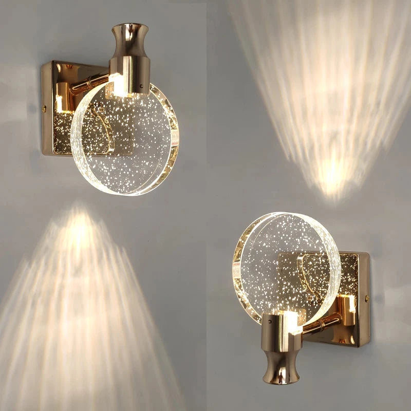 lampe murale moderne or transparente dorées éclairage quotidien vis fixée mur flux luminescent élevé