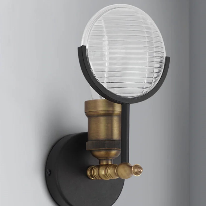 lampe murale industrielle vintage transparente noir doré striés éclairage chambre cuisine salle manger