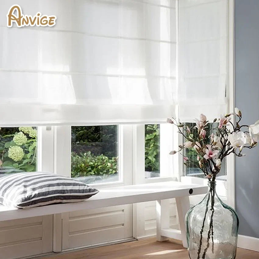 Stores lamelles coton lin, blanc gris bleu clair, moderne, intégré extérieur latéral