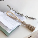 bracelet boho bois blanc coeur pompon corde rustique décoration maison