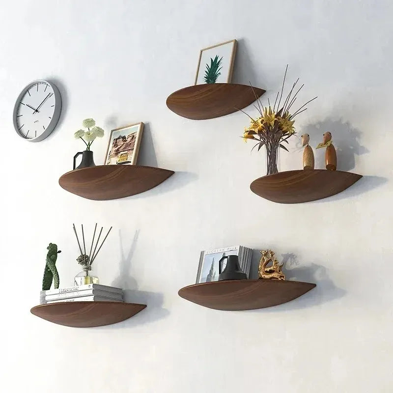 étagères murales bois marron éco responsable décoration moderne organisateur rack.storage semi.cercle minimaliste