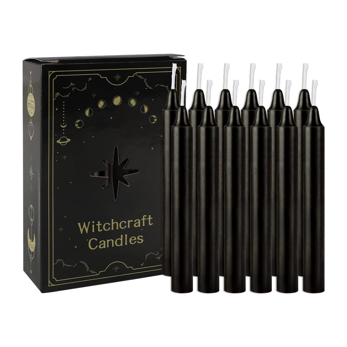 bougies noires cire haute qualité boîte décorative support bois moderne ambiance mystérieuse maison