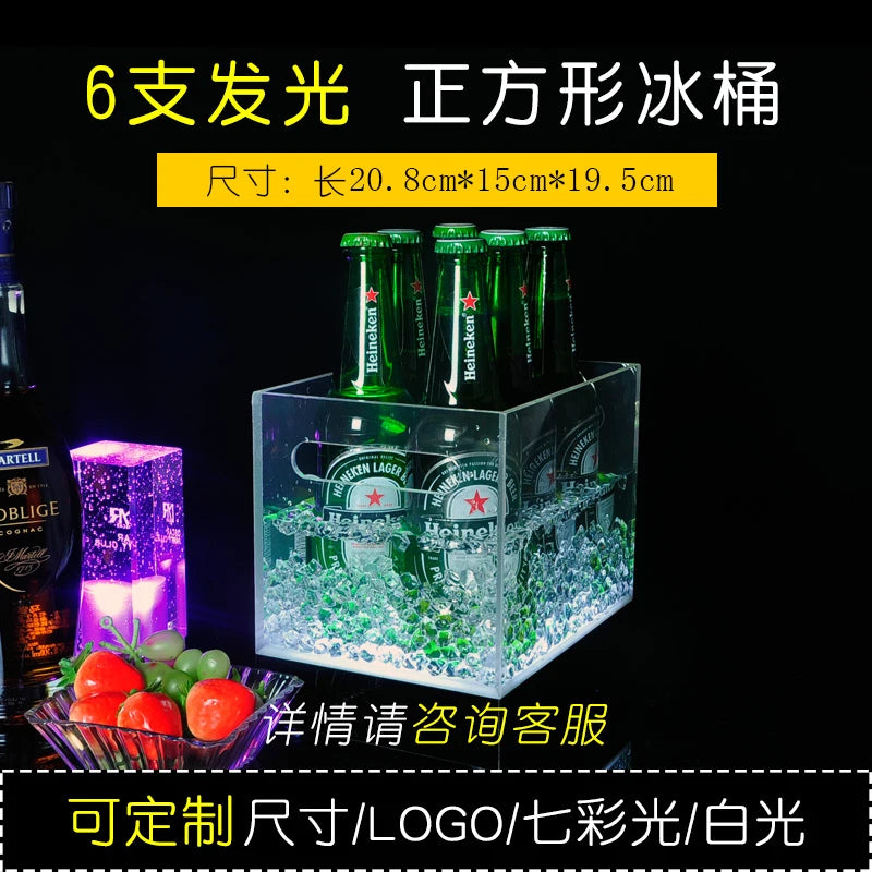 seau bouteilles transparent moderne clips lumineux led rechargeable via usb