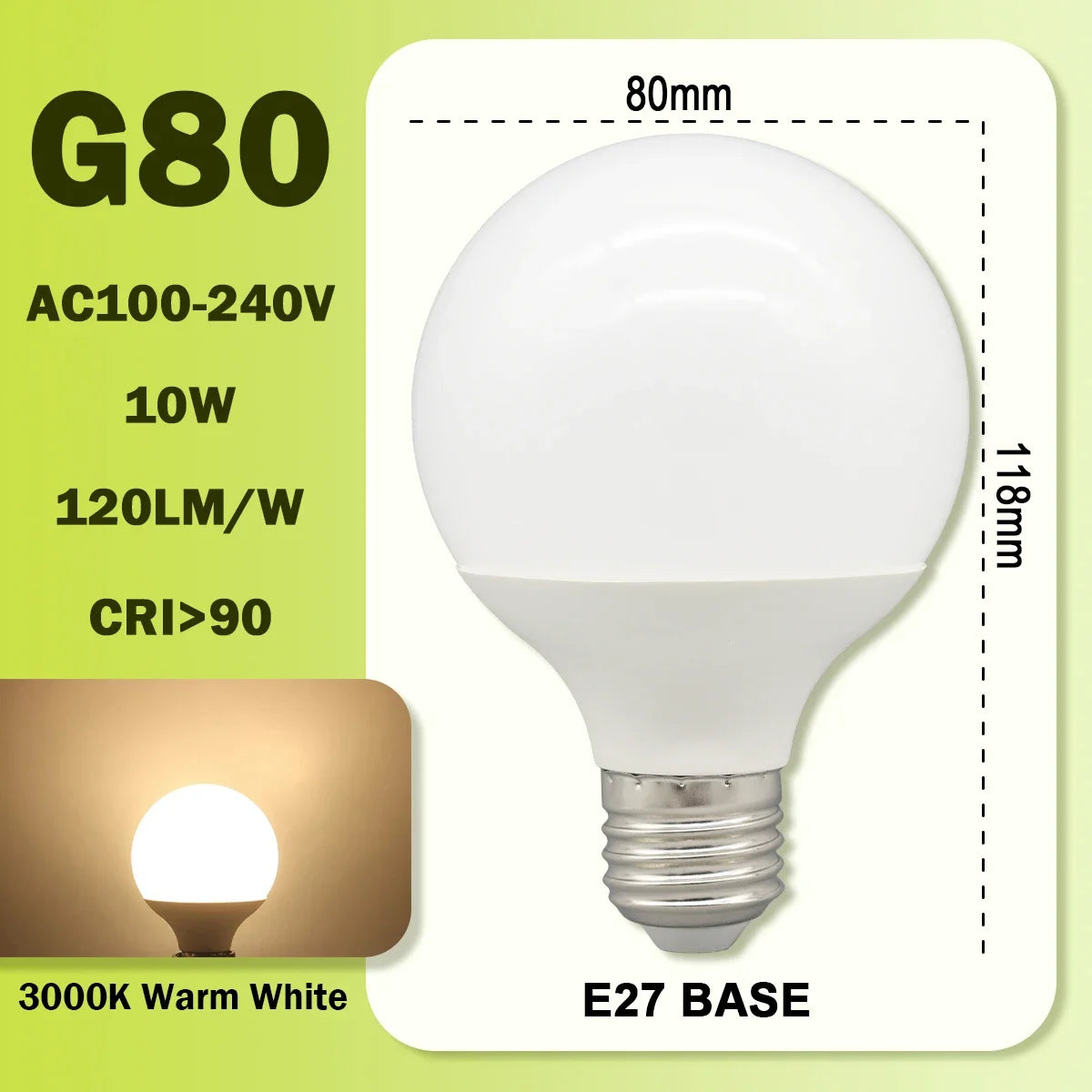 ampoules led blanc modernes e27 80mm 95mm 120mm 10w 15w 18w 270deg translucent