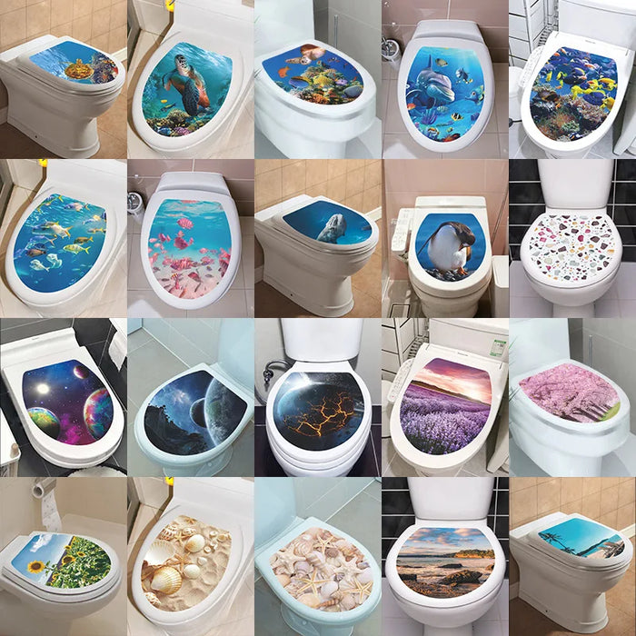 Stickers muraux salle de bain motif univers sous-marin décoratif