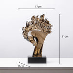 statuette cheval stylisé crinière ondulée moderne transparente doré blanc base carrée noire décoration maison