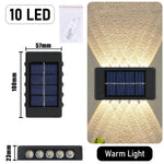 lampe murale solaire 10 led moderne panneau solaire extérieur jardin noir bleu minimaliste