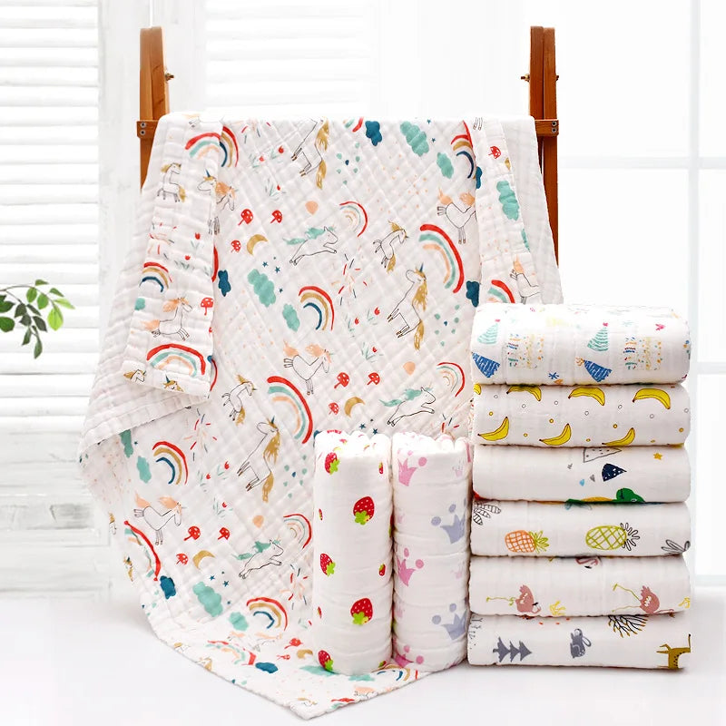 couverture bébé coton géométrique unicorns rainbows fruits moderne four seasons