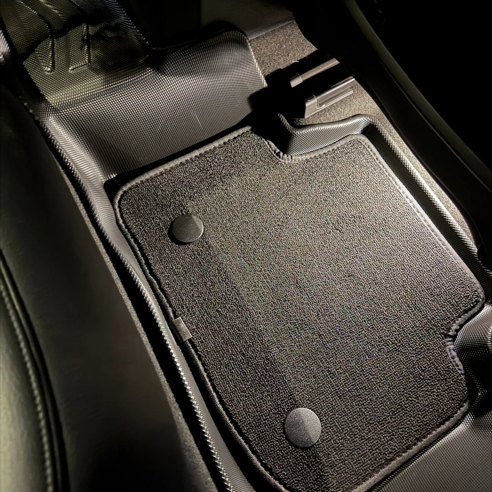 tapis sol voiture noir rayures horizontales moderne adhésif 4pièces avant 1coffre toutes saisons imperméable