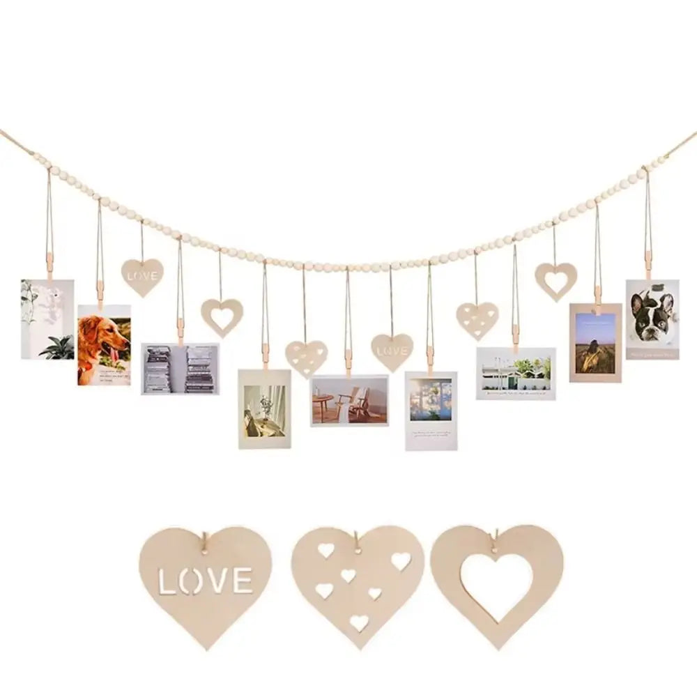 guirlande décorative bois photos bohème rustique minimaliste clips tressées/photos diverse sujet