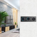 interrupteur tactile mural moderne 86mm noir bleu clair finition brillante