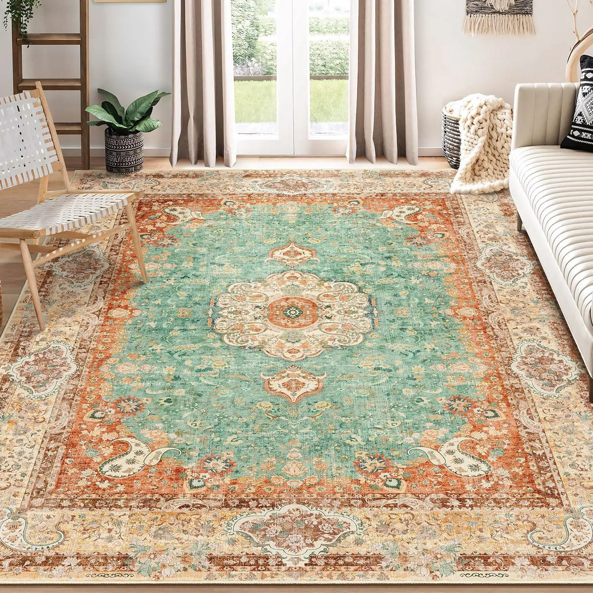 tapis floral oriental géométrique classique salon chambre extérieur 50x80cm 80x120cm 120x160cm