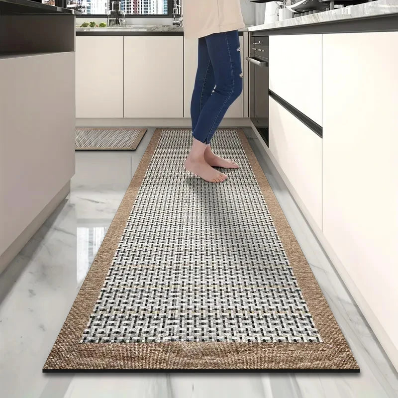 tapis sol antidérapant moderne gris blanc intérieur cuisine salle bain chambre porte lavage main