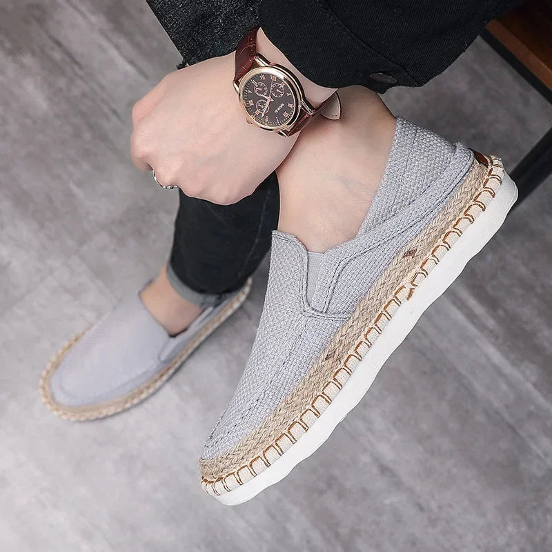 chaussures homme toile caoutchouc coton round head solide couleur blanc noir gris casual