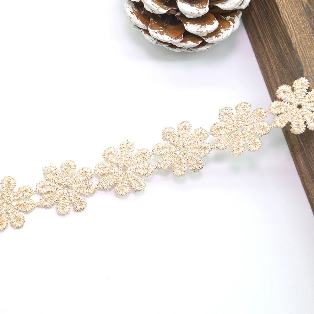 ruban dentelle fleurs nœuds beige clair décoratif polyester soluble eau tricot bricolage partenaire longueur