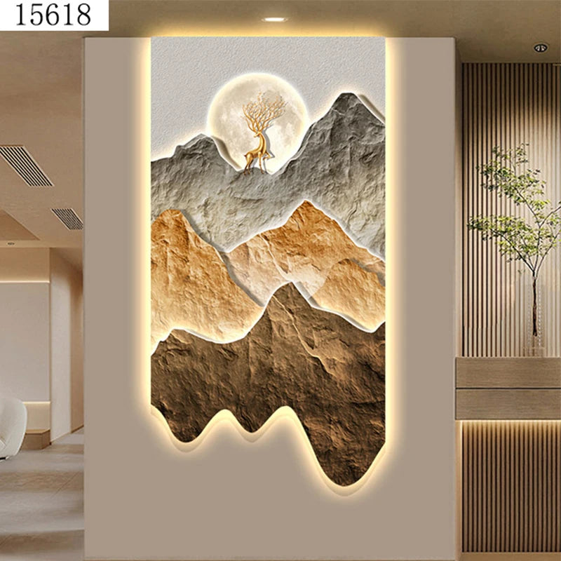 Détail du design arc de la peinture murale lumineuse avec éclairage LED