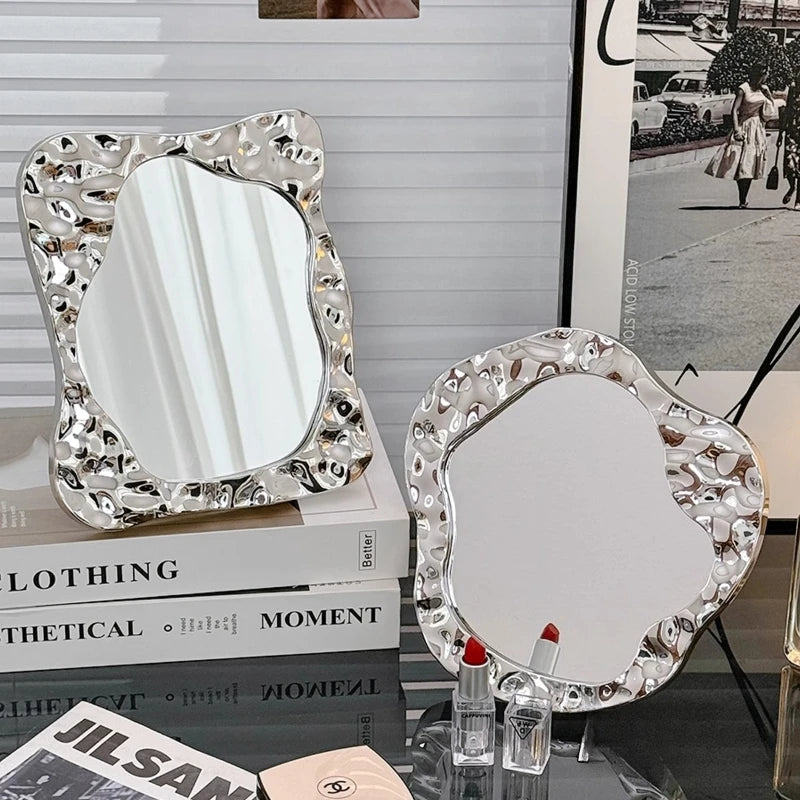 miroir decoratif moderne texturé argenté noir blanc minimaliste chambre dressing