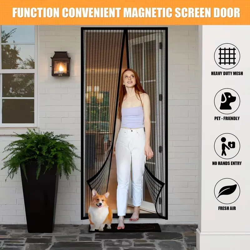 rideau porte magnétique noir maille fine 90cm 210cm anti insectes moderne toute saison