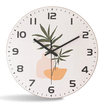 horloge murale bois motif végétal moderne salon chambre coucher quartz silencieux 10 12 14