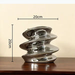 vase décoratif moderne argent brillant ondulé table fleurs transparent minimaliste