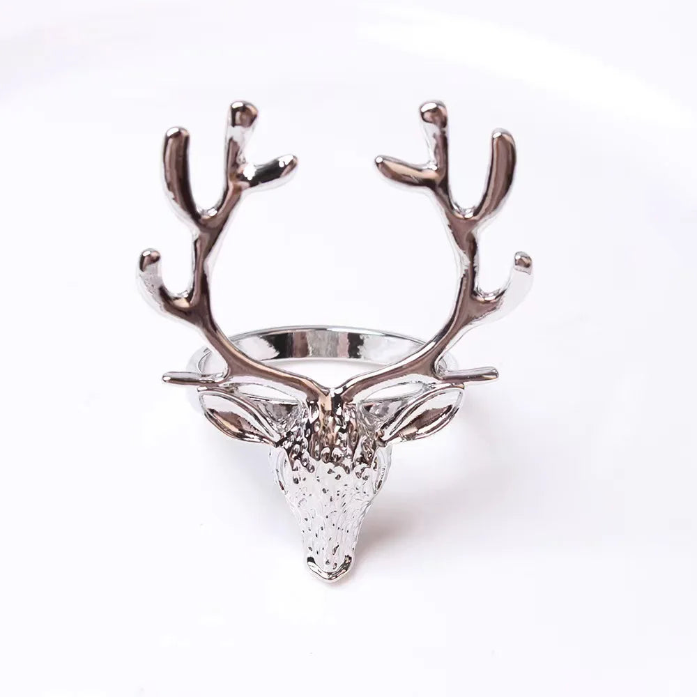 anneaux serviette or argent cerf élégants décoration table noël mariage festive métal aluminium