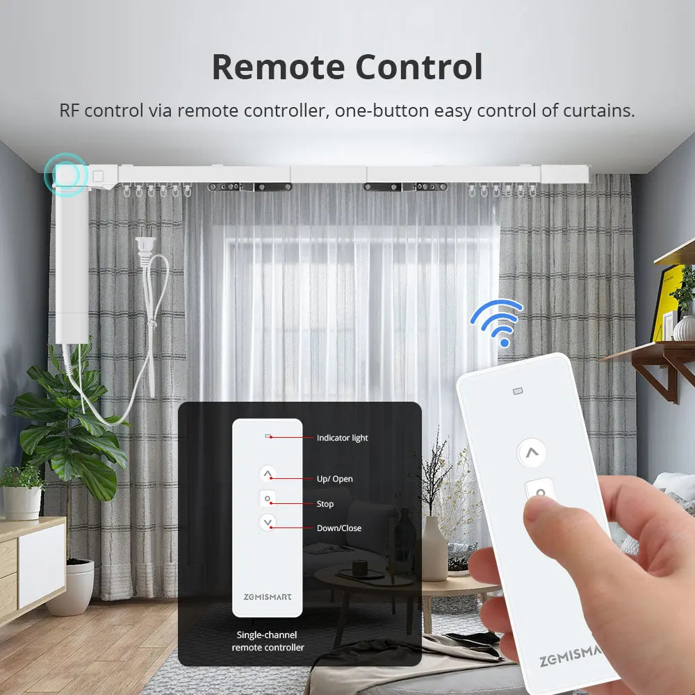 moteur rideau électrique intelligent wifi blanc moderne télécommande contrôle smartphone maison connectée