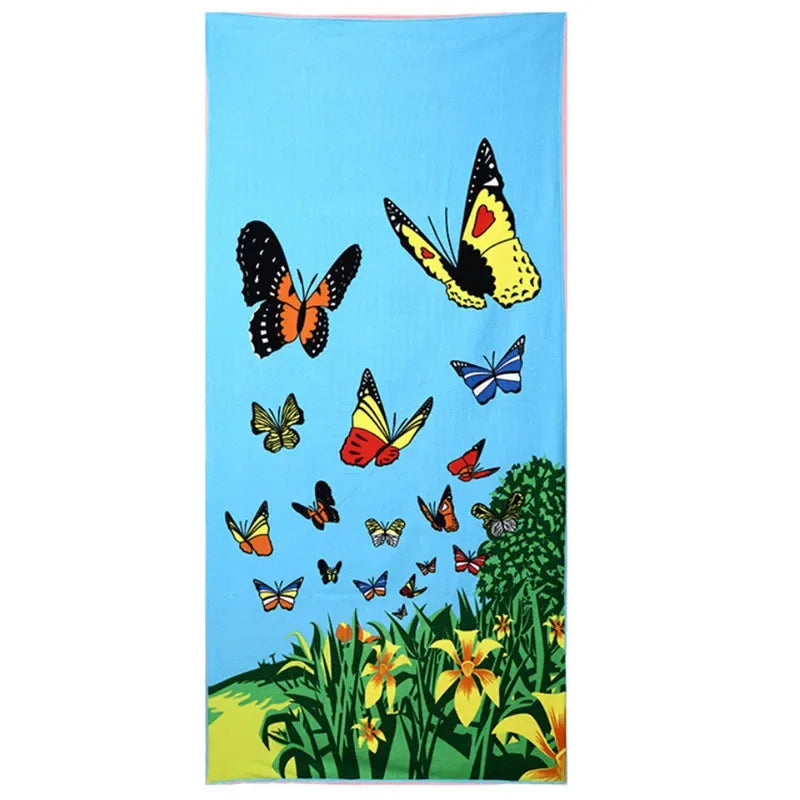 serviette plage microfibre rapide absorption multicolore motifs été noël drapeaux palmiers