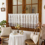 rideau blanc broderie florale transparent classique polyester fenetre cuisine salon chambre balcon