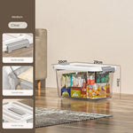 boîtes rangement transparentes plastique moderne poignées gris clair empilables organisation maison jardin