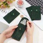 pochette rangement montre velours vert bouton métallique protection anti choc sac emballage bijoux
