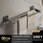porte serviettes mural gris lisse double barre 30 40 50cm moderne minimaliste fixations murales