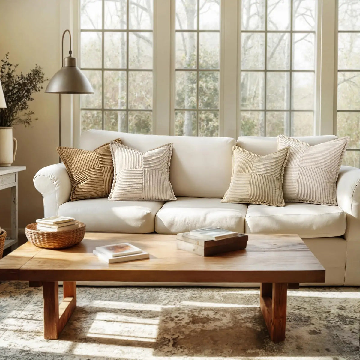 housse coussin velours côtelé rayé beige coussin support lombaire sieste lit classique polyester coton