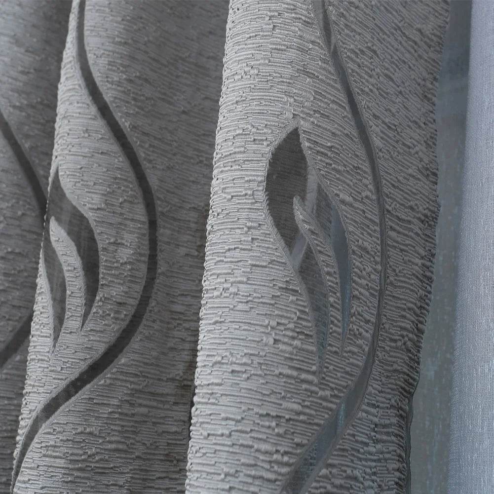rideau jacquard gris moderne motif vagues polyester opacité inclusion bureauhôtelmaisoncafé