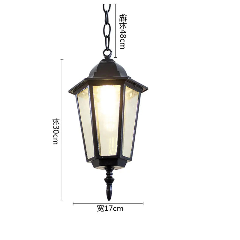 lanterne suspendue classique transparente bronze noir ampoule chaîne métallique salon chambre hall vintage