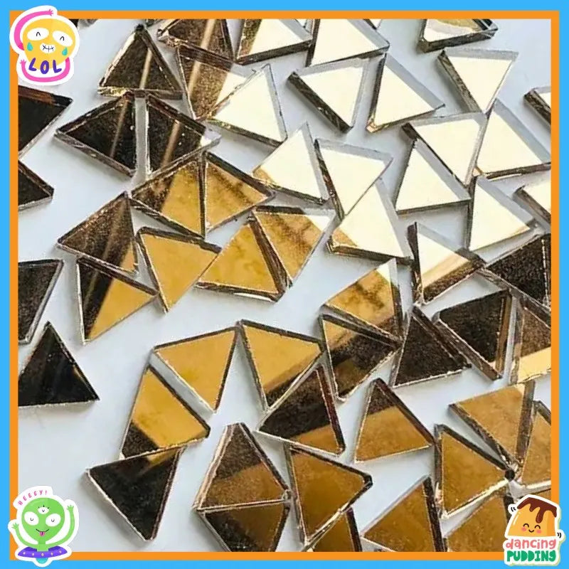 mosaïque triangles couleurs modernes noir doré bleu vert jaune violet carreaux opaques bricolage art