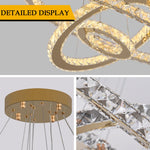Suspension lumineuse moderne dorée cristaux scintillants led élégante télécommande entrée salon