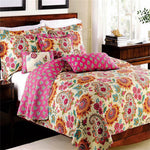 ensemble couette couverture matelassée motifs floraux coton quilté maison toutes saisons