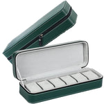 boîte montres simili cuir zipper 10 compartiments supports classique vert noir gris