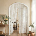 rideau floral transparent polyester beige clair classique décoration intérieure chambre