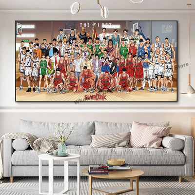 Peinture murale anime Slam Dunk avec fleurs de Sakura sur toile