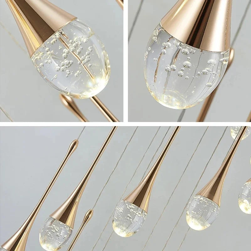 suspension lumineuse or contemporaine 15 lumières transparentes bulles 50cm 250cm