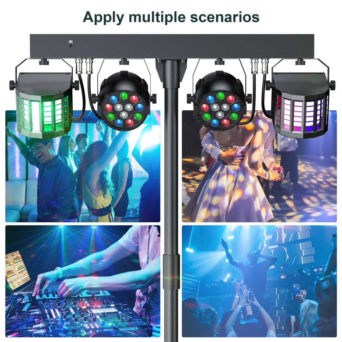 projecteur led rgbw 60w dmx scènes professionnelles dj discothèque moderne sac transport télécommande